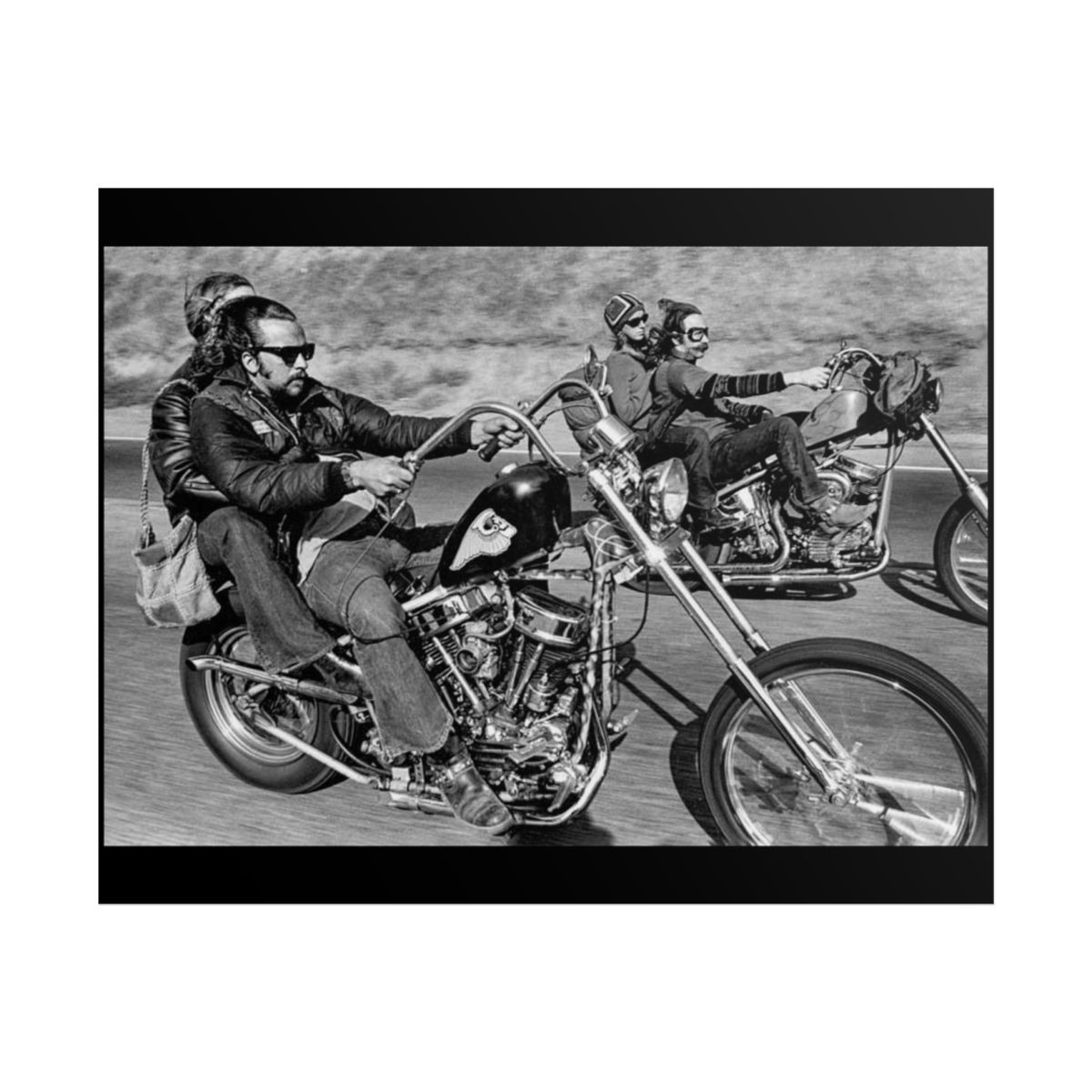 Vintage Biker Motorcycle Rolled Poster | Retro Chopper Black and White | Hells Angels 