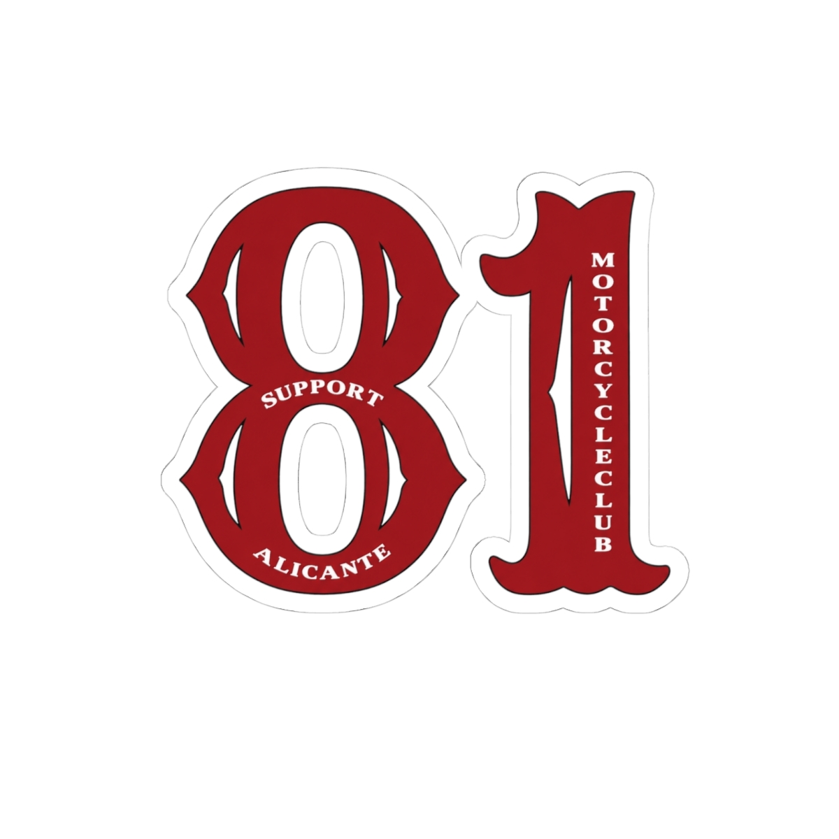 81 Motorcycle Club Sticker | Support Alicante Kiss-Cut Decal | 81 | Hells Angels  - alternate angle 2, merchandise