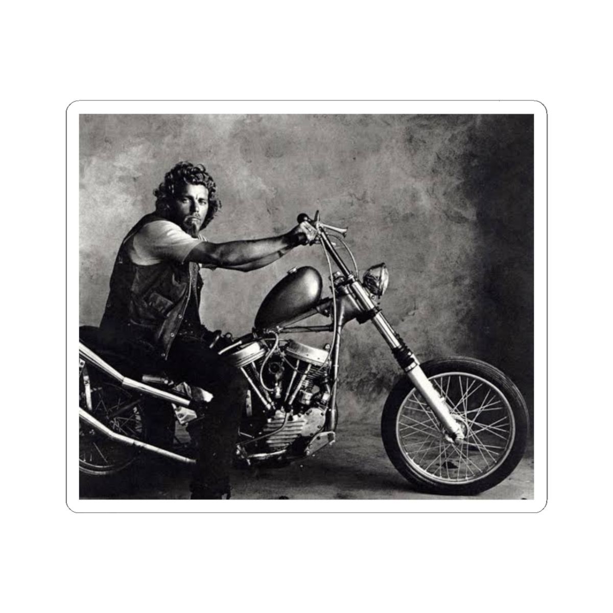 Vintage Biker on Chopper Kiss-Cut Sticker | Motorcycle Decal | 81 | Hells Angels 