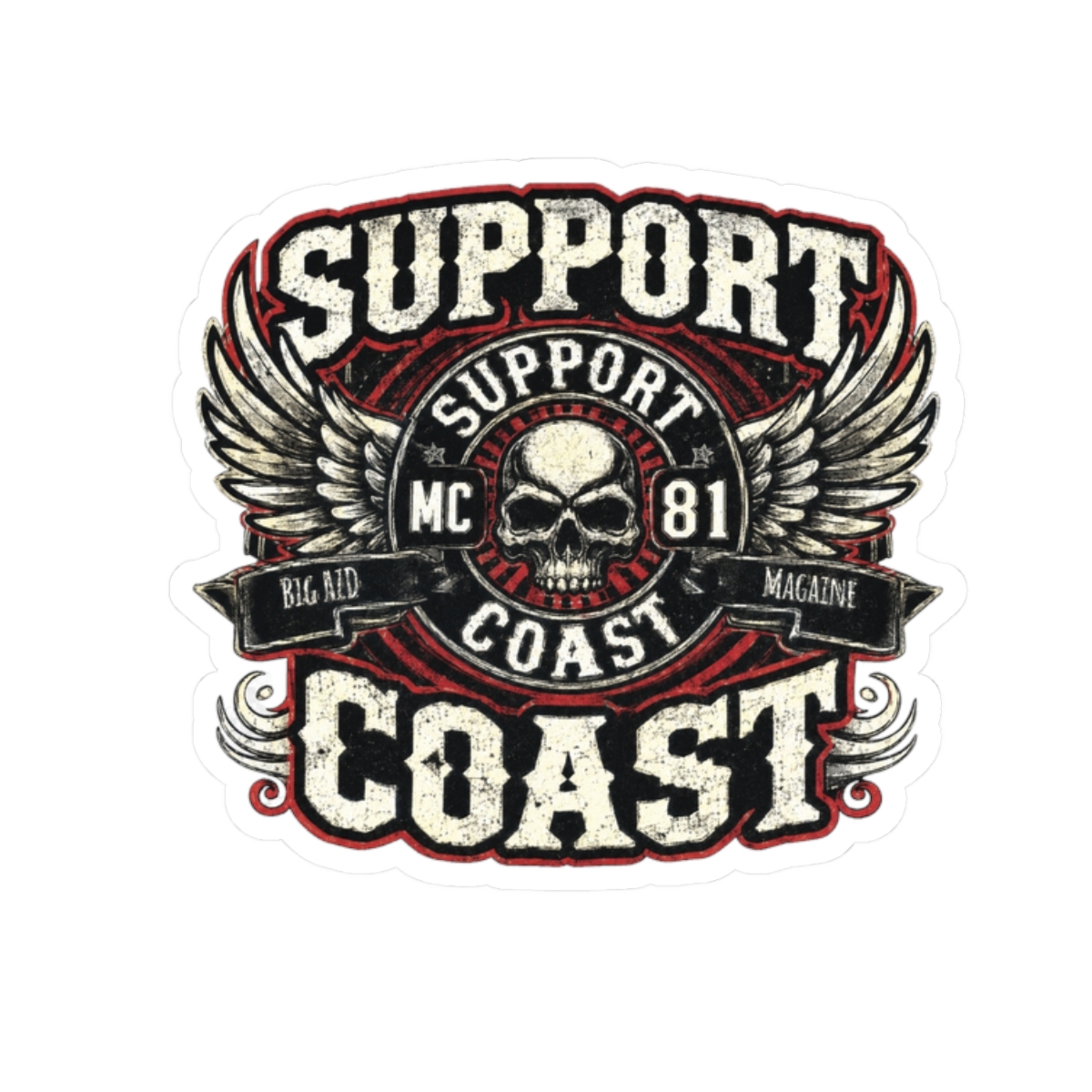 Support Coast skull wing emblem Sticker | Kiss-cut sticker | 81 | Hells Angels - alternate angle 3, merchandise