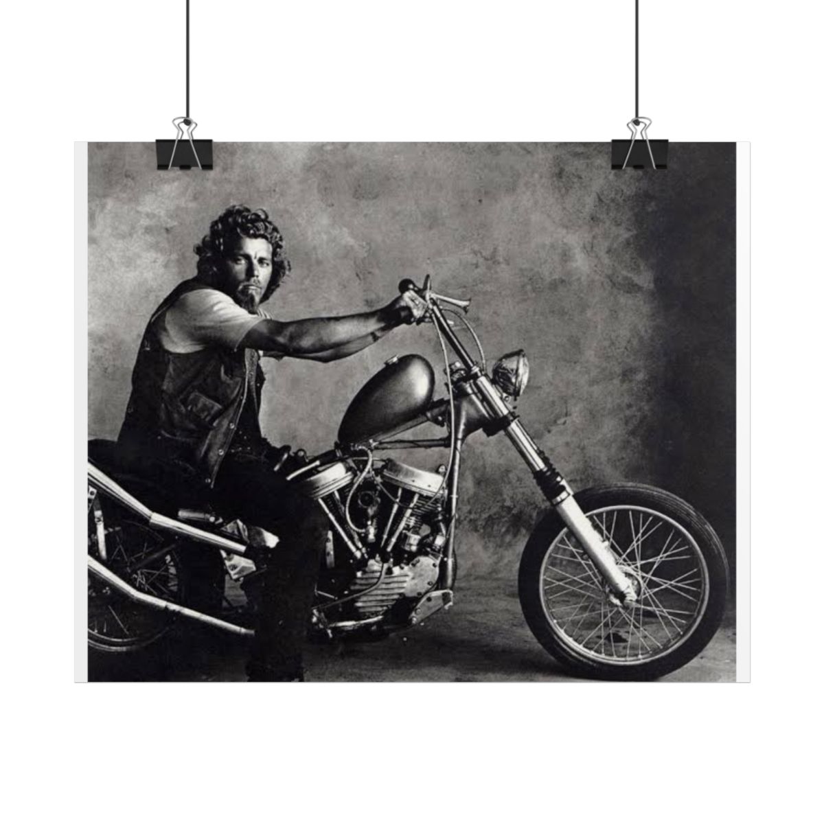Vintage Biker Motorcycle Poster | Rolled Poster, Black and White Chopper Photo | Hells Angels